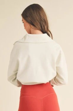 Women’s Half-zip Sweatshirt -Selected Women's Clothing Store TP2521 WHT ACT827083 RST 1