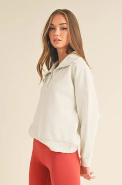 Women’s Half-zip Sweatshirt -Selected Women's Clothing Store TP2521 WHT ACT827083 RST 9