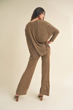 Women's Textured Oversize Top And Wide Leg Pants Set -Selected Women's Clothing Store TP2526 SR018 MBR 10