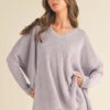 Women's Texture V-neck Long Sleeves Top -Selected Women's Clothing Store TP2526 LAV 827SR018 LAV 18