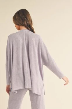 Women's Texture V-neck Long Sleeves Top -Selected Women's Clothing Store TP2526 LAV 827SR018 LAV 20