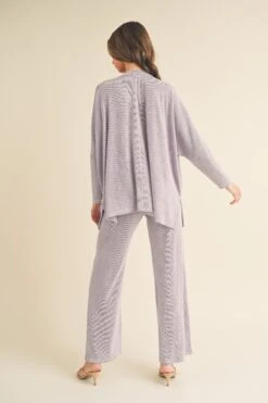 Women's Textured Oversize Top And Wide Leg Pants Set -Selected Women's Clothing Store TP2526 LAV 827SR018 LAV 20 596f63e4 effa 49cc bcb6 203f1074ecb9