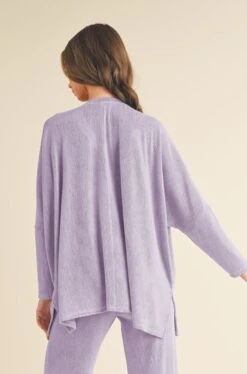 Women's Texture V-neck Long Sleeves Top -Selected Women's Clothing Store TP2526 LAV 827SR018 LAV 20 Edited