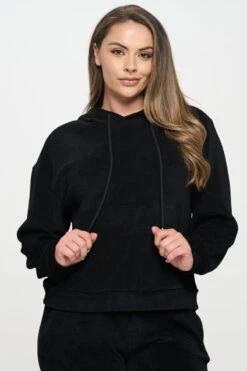 Plus Size Relaxed Corduroy Pullover Hoodie -Selected Women's Clothing Store TP2533 827CD002P BLK 5