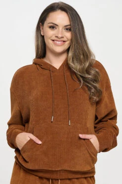Plus Size Relaxed Corduroy Pullover Hoodie -Selected Women's Clothing Store TP2533P COP 827CD002P COP 2