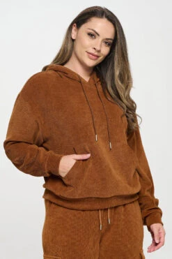 Plus Size Relaxed Corduroy Pullover Hoodie -Selected Women's Clothing Store TP2533P COP 827CD002P COP 3