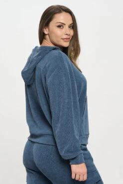 Plus Size Relaxed Corduroy Pullover Hoodie -Selected Women's Clothing Store TP2533P DEM 827CD002P DEM 5