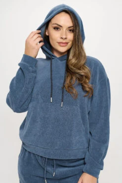 Plus Size Relaxed Corduroy Pullover Hoodie -Selected Women's Clothing Store TP2533P DEM 827CD002P DEM 6