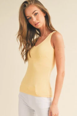 Tank Top With Built-In Bra -Selected Women's Clothing Store TP2553 YEL 2 l
