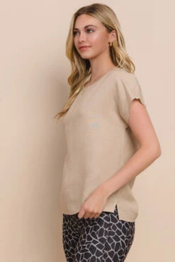 Linen Short Sleeve Top -Selected Women's Clothing Store TP2568 LKH 2 l