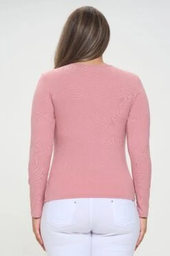 Women's Plus Size Essential Ribbed Long Sleeves Top -Selected Women's Clothing Store TP2570P DSR 3