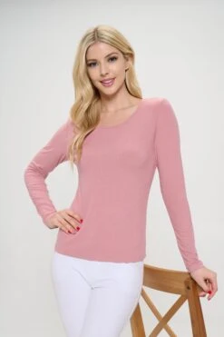 Women's Essential Ribbed Long Sleeves Top -Selected Women's Clothing Store TP2570 DSR 4