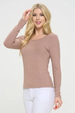 Women's Essential Ribbed Long Sleeves Top -Selected Women's Clothing Store TP2570 MOC 2