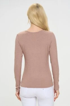 Women's Essential Ribbed Long Sleeves Top -Selected Women's Clothing Store TP2570 MOC 3
