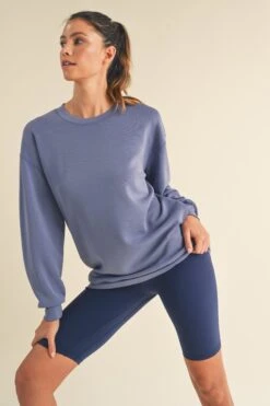 Women's Comfort Drape Oversized Crewneck Top -Selected Women's Clothing Store TP2571 LDM ACT825083 NBL 2