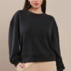 Plus Size Comfort Drape Cropped Crew Top -Selected Women's Clothing Store TP2581 BLK l
