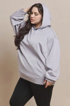 Plus Size Oversized Scuba Hoodie -Selected Women's Clothing Store TP2603P GRY 2 l