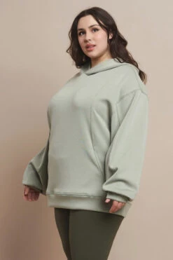Plus Size Oversized Scuba Hoodie -Selected Women's Clothing Store TP2603P SAG 2 l