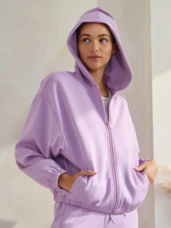 Women's Cropped Scuba Zip-Up Jacket With Hood -Selected Women's Clothing Store TP2626 827JG017N LPU 15