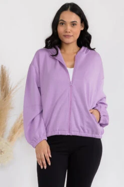 Plus Size Women's Cropped Scuba Zip-Up Jacket With Hood -Selected Women's Clothing Store TP2626TP XL LPU SML630SP WHT ACT827137P BLK 2