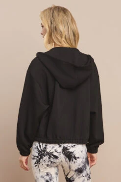 Women's Cropped Scuba Zip-Up Jacket With Hood -Selected Women's Clothing Store TP2626 BLK ACT655 WHT ACT825105 WHT 16