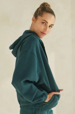 Women's Cropped Scuba Zip-Up Jacket With Hood -Selected Women's Clothing Store TP2626 DGN 2