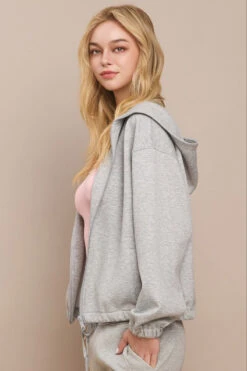 Plus Size Women's Cropped Scuba Zip-Up Jacket With Hood -Selected Women's Clothing Store TP2626 HGR 2 1