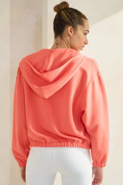 Women's Cropped Scuba Zip-Up Jacket With Hood -Selected Women's Clothing Store TP2626 LCR 3