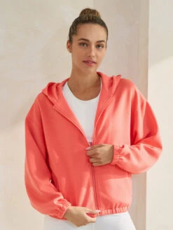 Plus Size Women's Cropped Scuba Zip-Up Jacket With Hood -Selected Women's Clothing Store TP2626 LCR ACT671 BWT ACT827057 WHT 5 1