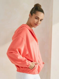 Women's Cropped Scuba Zip-Up Jacket With Hood -Selected Women's Clothing Store TP2626 LCR ACT671 BWT ACT827057 WHT 7