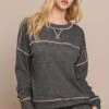 Women's Ultra Soft Long Sleeve Crew Neck Top -Selected Women's Clothing Store TP2633 BLK