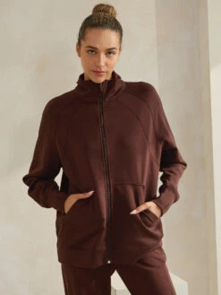 Relax And Zip Full Long Jacket -Selected Women's Clothing Store TP2643 827JG017N COF 10