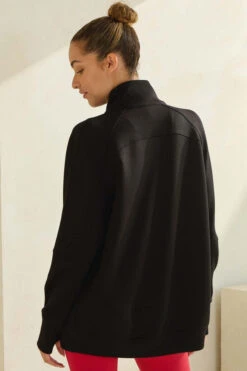 Relax And Zip Full Long Jacket -Selected Women's Clothing Store TP2643P BLK 2 l