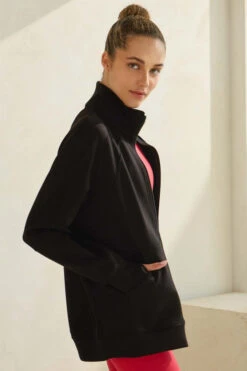 Relax And Zip Full Long Jacket -Selected Women's Clothing Store TP2643P BLK 3 l