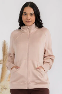 Plus Size Relax And Zip Full Zip-Up Long Jacket