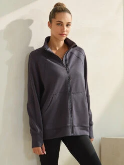 Relax And Zip Full Long Jacket -Selected Women's Clothing Store TP2643 CHA TP2553 HGR ACT8217120 BLK 6
