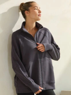 Relax And Zip Full Long Jacket -Selected Women's Clothing Store TP2643 CHA TP2553 HGR ACT8217120 BLK 7