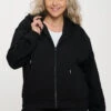 Plus Size Travel Cozy Front Zip Cotton Hoodie -Selected Women's Clothing Store TP2647P BLK 827FLC001P BLK 3