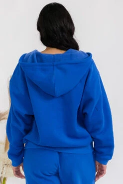 Plus Size Travel Cozy Front Zip Cotton Hoodie -Selected Women's Clothing Store TP2647P BLU SML652P IVY 827FL001TP XL BLU 12