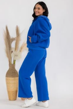 Plus Size Travel Cozy Front Zip Cotton Hoodie -Selected Women's Clothing Store TP2647P BLU SML652P IVY 827FL001TP XL BLU 13