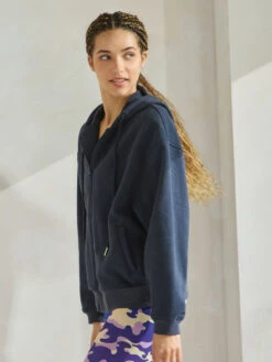 Plus Size Travel Cozy Front Zip Cotton Hoodie -Selected Women's Clothing Store TP2647 BLU ACTPT074 ACT827PT074 14