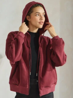 Plus Size Travel Cozy Front Zip Cotton Hoodie -Selected Women's Clothing Store TP2647 BUG SML642 BLK 827JN251 BLK 3