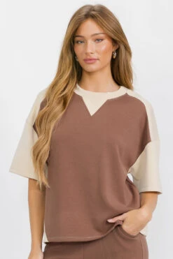 Women’s Comfort Drape Duo Tone Top -Selected Women's Clothing Store TP2662 MCHOAT I