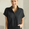 Women’s Comfort Drape Half Zip Top -Selected Women's Clothing Store TP2666 BLK 827SC025 BLK 12 I