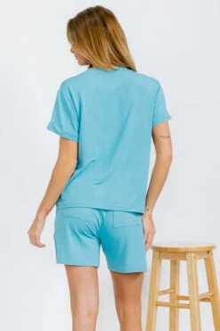 Women’s Sleek Lounge French Terry Tee And Shorts Set -Selected Women's Clothing Store TP2681 DEM II3