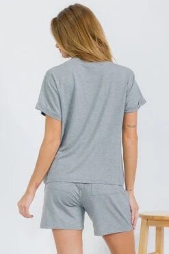 Women’s Sleek Lounge French Terry Tee And Shorts Set -Selected Women's Clothing Store TP2681 HGY I3