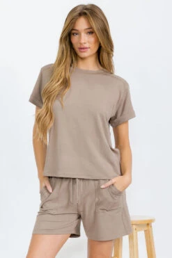 Women’s Sleek Lounge French Terry Tee And Shorts Set