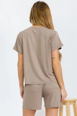 Women’s Sleek Lounge French Terry Tee And Shorts Set -Selected Women's Clothing Store TP2681 MCH II3