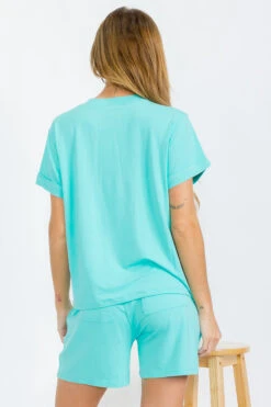 Women’s Sleek Lounge French Terry Tee And Shorts Set -Selected Women's Clothing Store TP2681 MNT II1