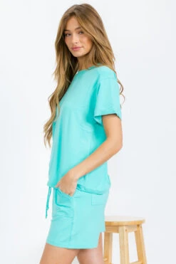 Women’s Sleek Lounge French Terry Tee And Shorts Set -Selected Women's Clothing Store TP2681 MNT II2